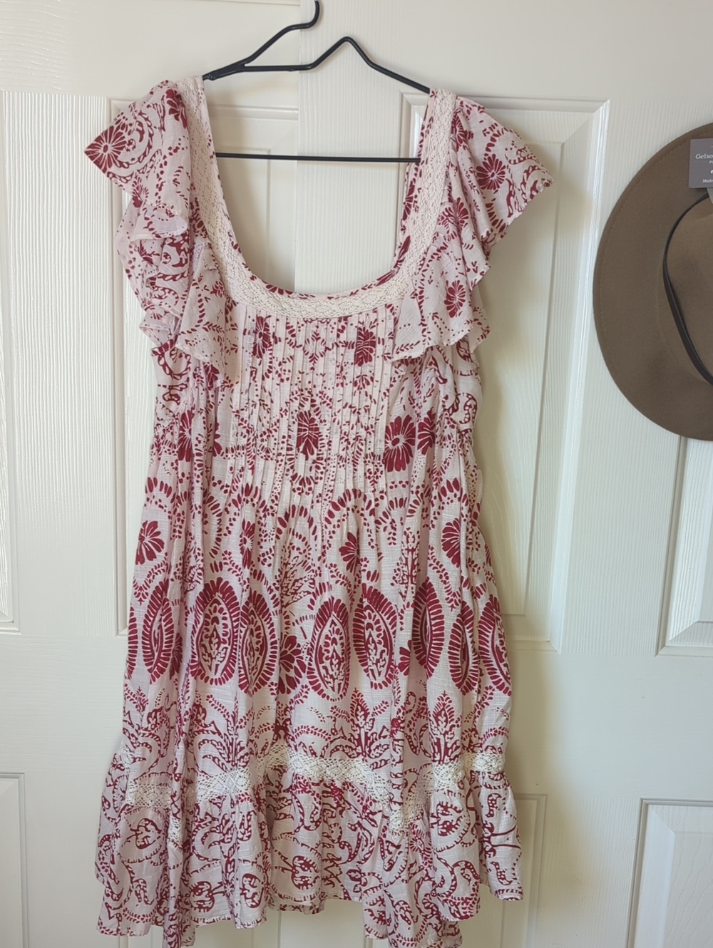 Maeve by Anthropologie Flutter-Sleeve Babydoll Mini Dress Raspberry
